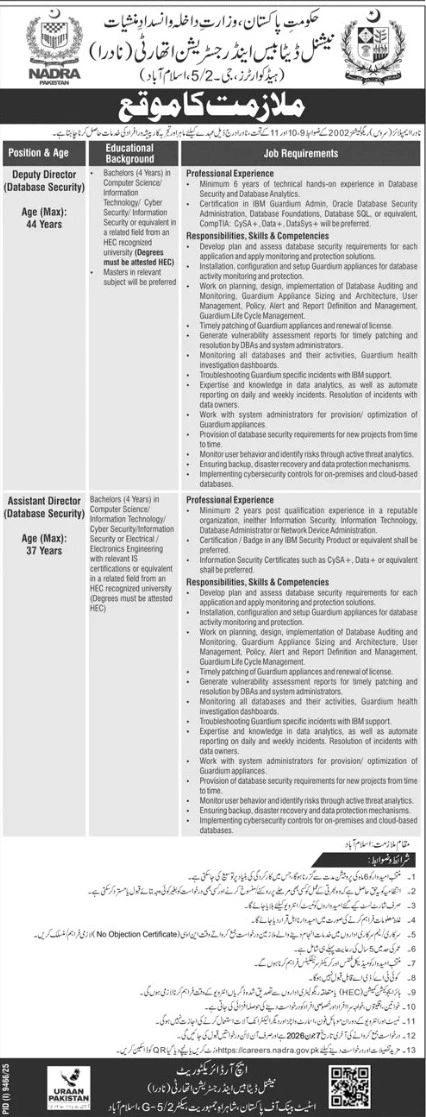 ​NADRA Jobs 2026 Advertisement